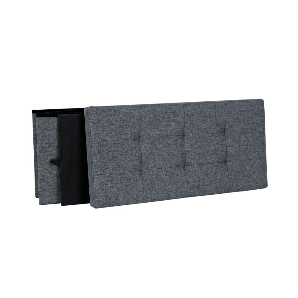 Truhenbank mit Staufach, 76x38x38cm, Stoff Hellgrau