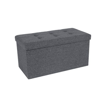 Truhenbank mit Staufach, 76x38x38cm, Stoff Hellgrau