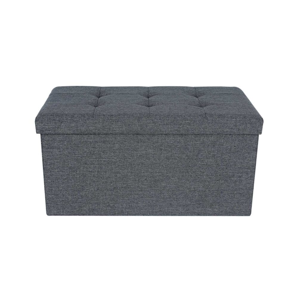 Truhenbank mit Staufach, 76x38x38cm, Stoff Hellgrau