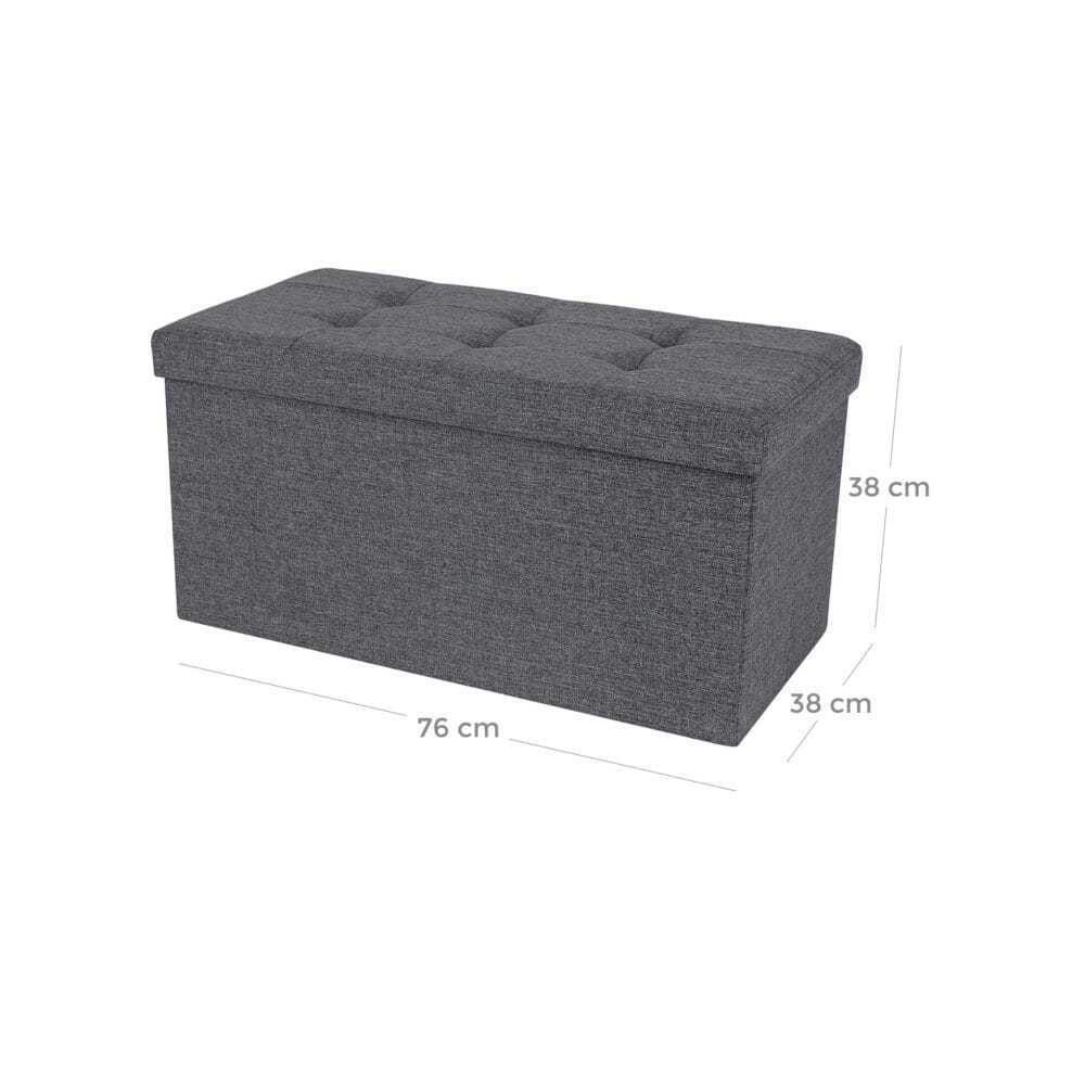 Truhenbank mit Staufach, 76x38x38cm, Stoff Hellgrau