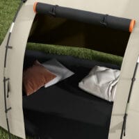 Tunnelzelt für 5 Personen mit 2 Räumen, wasserdicht 3000 mm, Farbe Khaki.