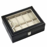 Uhrenbox für 10 Uhren Beige Kunstleder 25.5 x 20.50 x 8cm