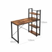 VASAGLE Schreibtisch 120 cm lang vintagebraun