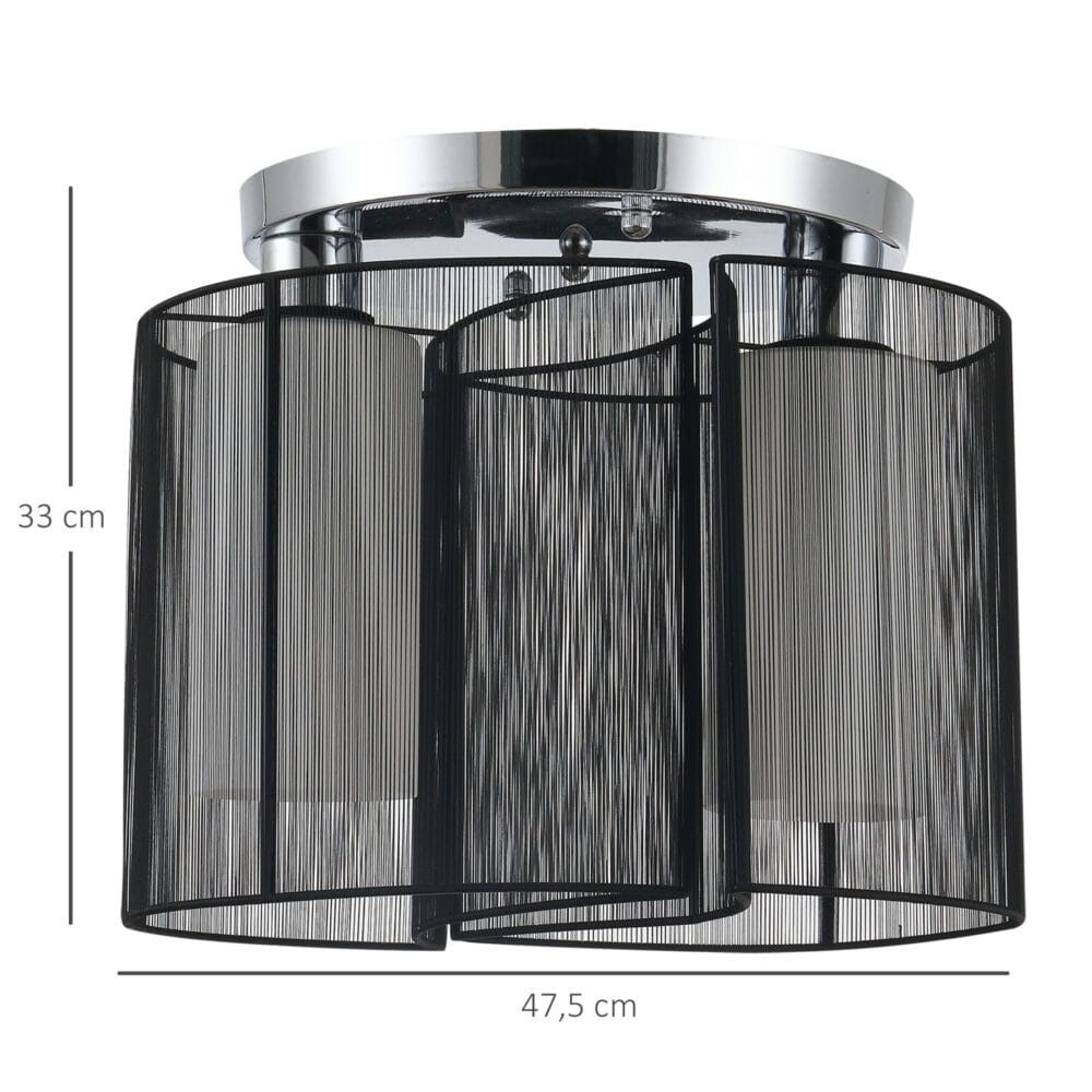Vintage Deckenlampe 2-flammig Ø47,5x33cm Schwarz – Produktfoto zeigt modernes Design, hochwertige Materialien und funktionale Eigenschaften ideal für Wohn- oder Arbeitsbereiche. Perfekt als Einrichtungsinspiration oder zur Produktpräsentation in einem Onlineshop.