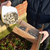Dekoratives Vogelhäuschen mit Ständer, wetterfest und perfekt zur Vogelfütterung.