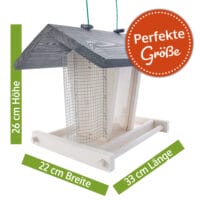 Vogelhaus Futterküche, wetterfest und aus Holz, mit befüllbarem Dach.