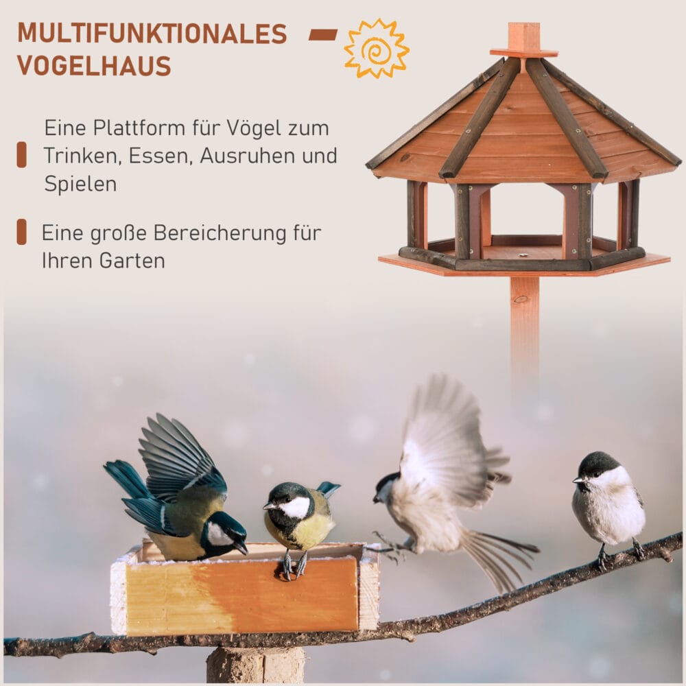 Holz-Vogelvilla mit Ständer (Ø52x130cm).
