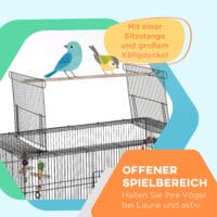 Schwarzer Vogelkäfig mit Ablage & herausnehmbaren Rollen.