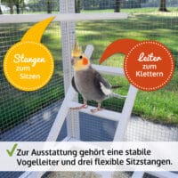 Vogelvoliere Aria XL, wetterfest, stabil und leicht zu reinigen.
