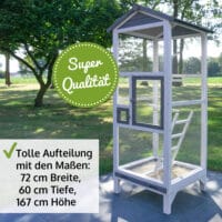 Vogelvoliere Aria XL, wetterfest, stabil und leicht zu reinigen.