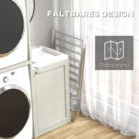 Faltbarer Wäscheständer als Flügeltrockner aus Edelstahl und Kunststoff