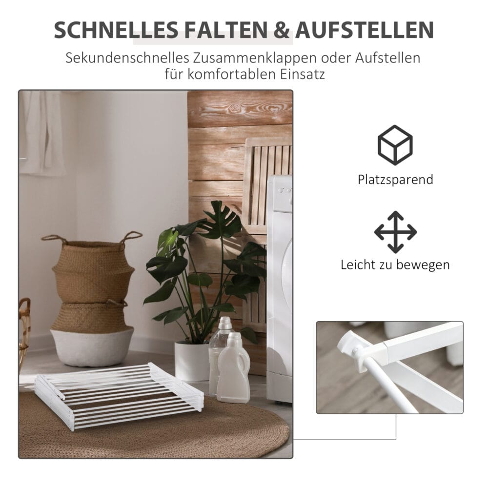 Weisser Wäscheständer und Wäschetrockner 8-stufig faltbar