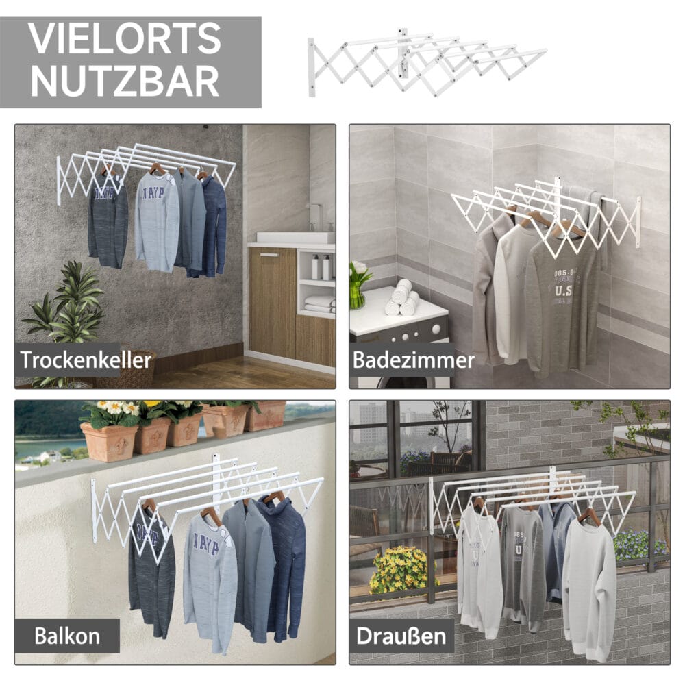 Weisser Wäscheständer und Wäschetrockner für Textilien