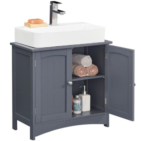 Waschbeckenunterschrank in Vintage Grau mit 60x30x60 cm, stilvolle Optik.