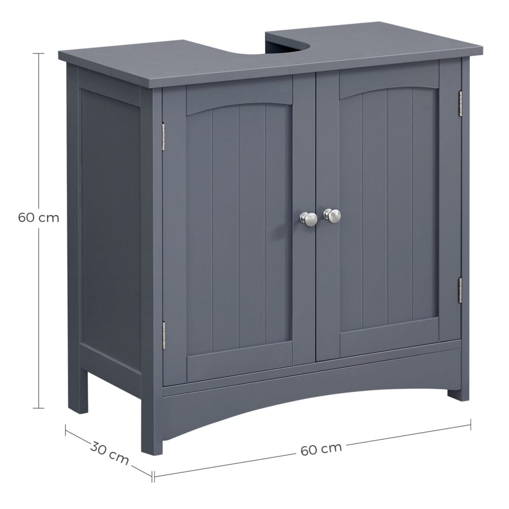 Waschbeckenunterschrank in Vintage Grau mit 60x30x60 cm, stilvolle Optik.
