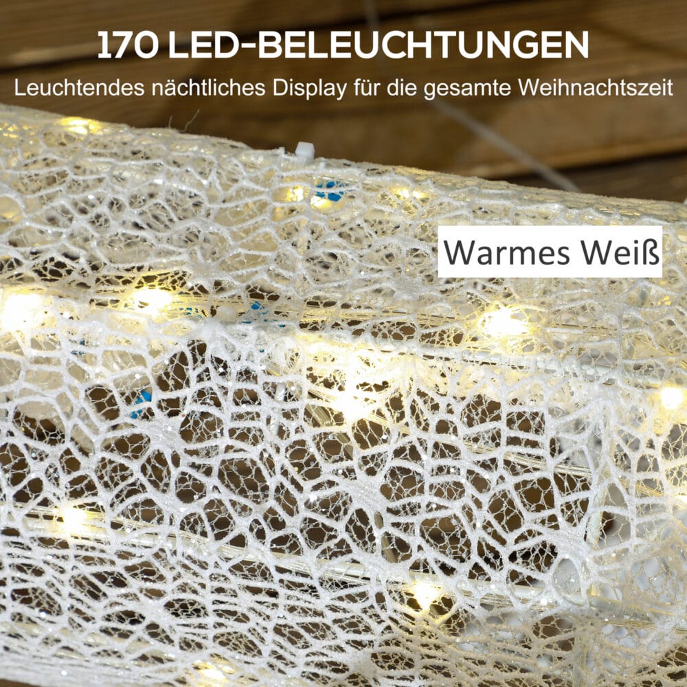 Weihnachtsdeko LED Rentier & Schlitten 170 Lichter Weiss In-/Outdoor