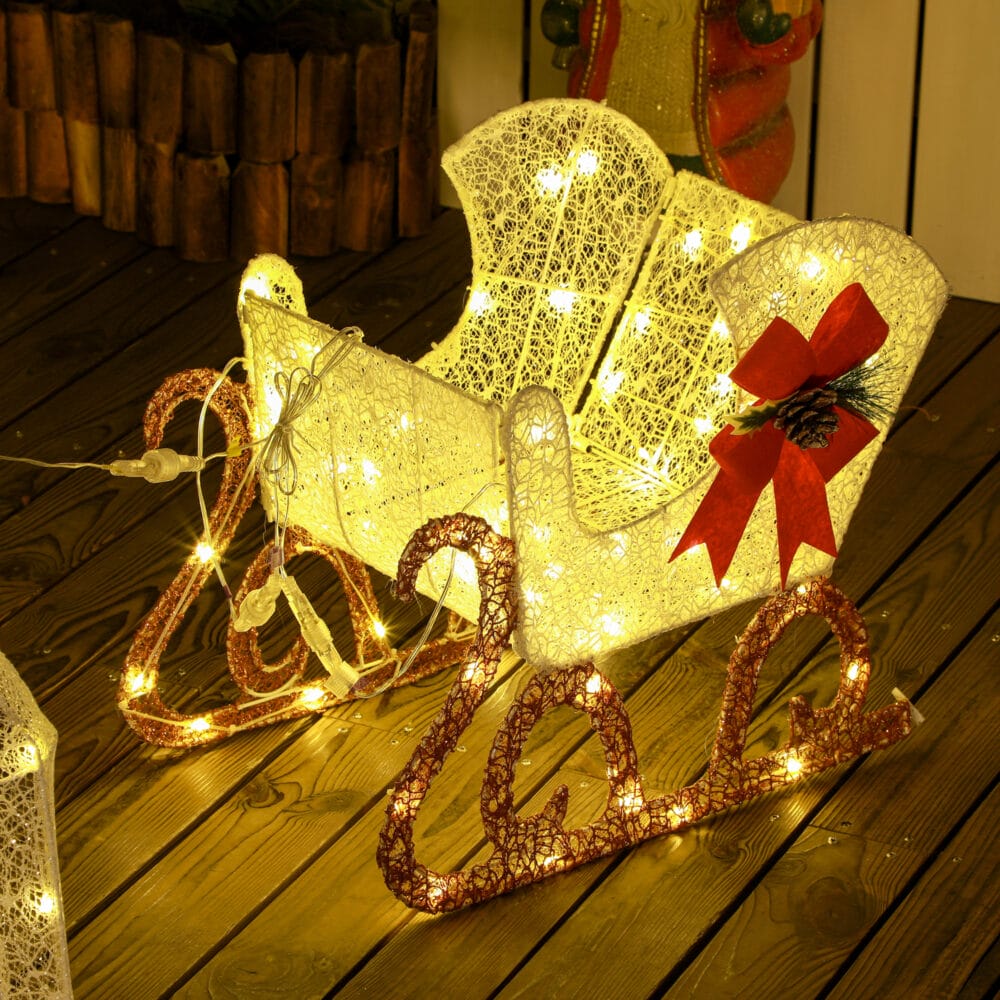 Weihnachtsdeko LED Rentier & Schlitten 170 Lichter Weiss In-/Outdoor