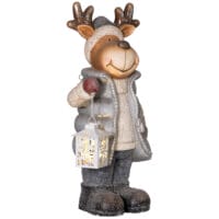 Weihnachtsdeko Rentier Figur 52cm mit LED-Laterne Metall In-/Outdoor