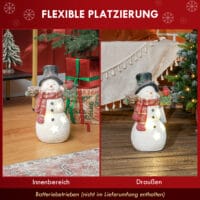 Weihnachtsdeko Schneemann Figur 38cm mit Schal & Vögeln LED