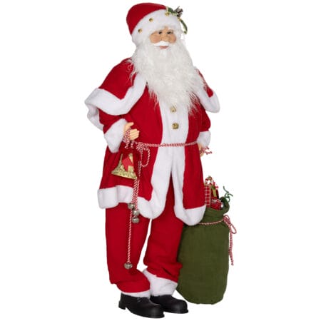 Weihnachtsdeko Weihnachtsmann Figur 140cm mit Geschenk & Glocken