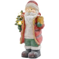 Weihnachtsdeko Weihnachtsmann Figur 50cm mit Baum & Geschenk LED