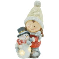 Weihnachtsdeko Wichtel Figur 45cm mit Schneemann LED In-/Outdoor