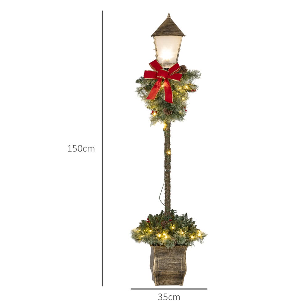 Weihnachtslaterne 150cm mit LED-Lichterkette Tannenzapfen & Schleife