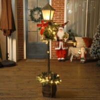 Weihnachtslaterne 150cm mit LED-Lichterkette Tannenzapfen & Schleife