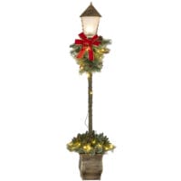 Weihnachtslaterne 150cm mit LED-Lichterkette Tannenzapfen & Schleife