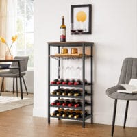 Weinregal Flaschenregal für 20 Flaschen, 50x32x100cm, Metall Rustikales Braun