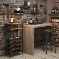 Weinregal Flaschenregal für 20 Flaschen, 50x32x100cm, Metall Rustikales Braun