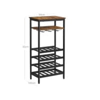 Weinregal Flaschenregal für 20 Flaschen, 50x32x100cm, Metall Rustikales Braun