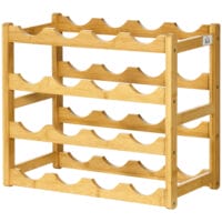 Weinregal aus Bambus im Naturholzdesign für 16 Flaschen.