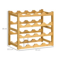 Weinregal aus Bambus im Naturholzdesign für 16 Flaschen.