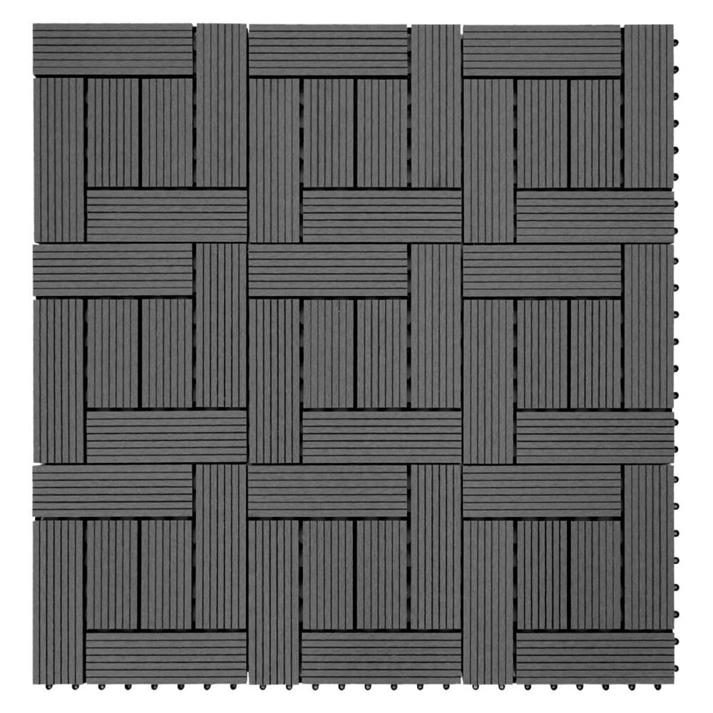 WPC Gartenfliese Rhone Holzoptik 1m2 Basis anthrazit versetzt