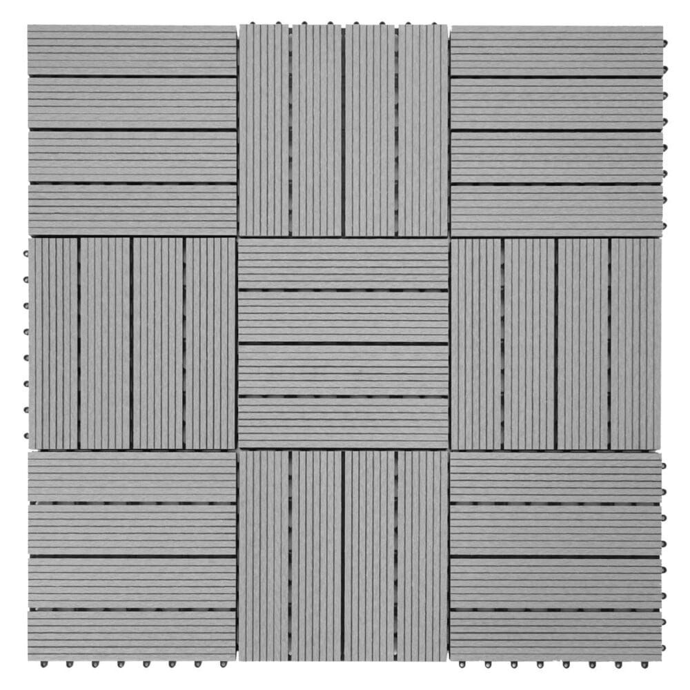 WPC Gartenfliese Rhone Holzoptik 1m2 Basis grau linear