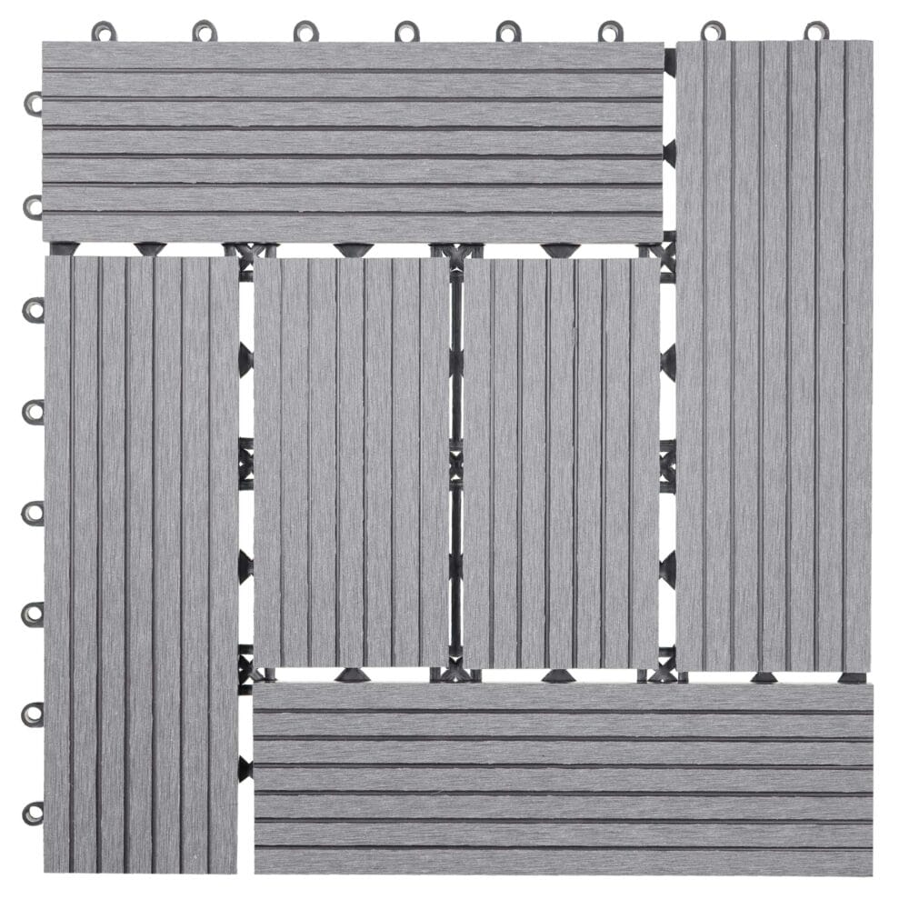 WPC Gartenfliese Rhone Holzoptik 1m2 Basis grau versetzt