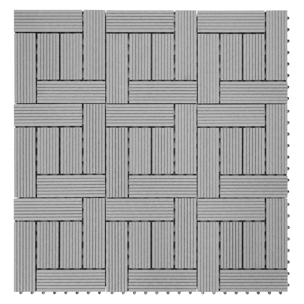 WPC Gartenfliese Rhone Holzoptik 1m2 Basis grau versetzt