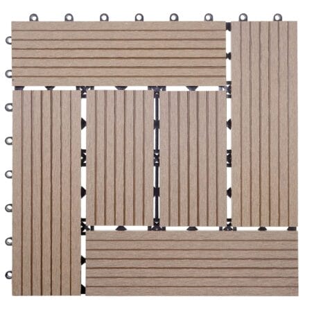 WPC Gartenfliese Rhone Holzoptik 1m2 Basis teak versetzt
