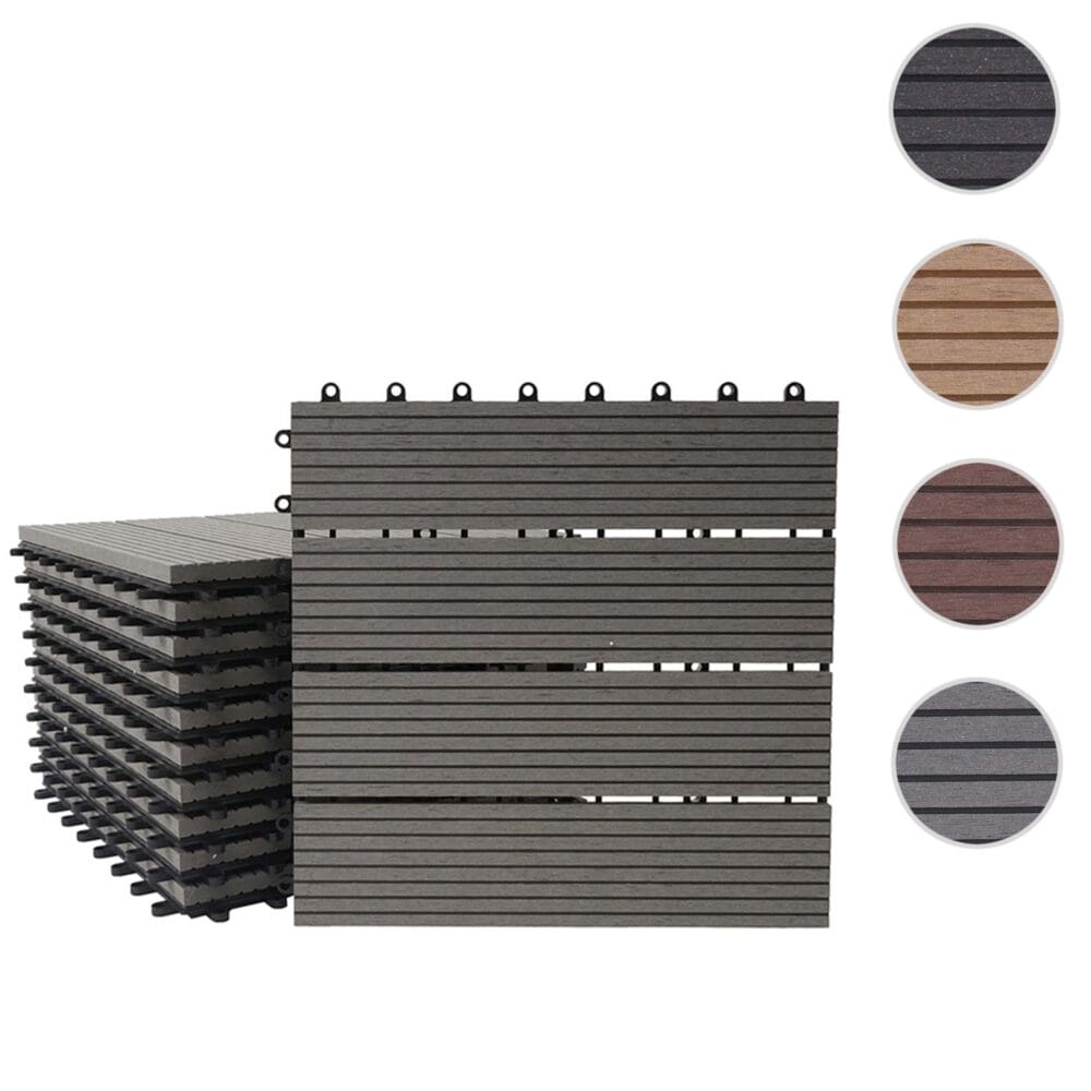 WPC Gartenfliese Rhone Holzoptik 1m2 Premium grau linear