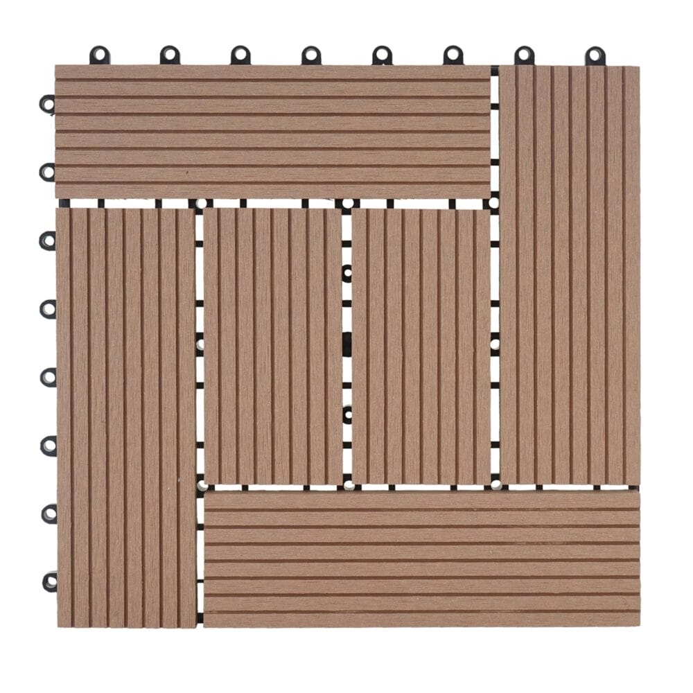 WPC Gartenfliese Rhone Holzoptik 1m2 Premium teak versetzt