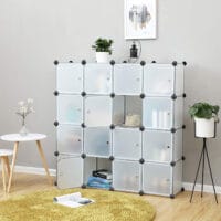 Würfelregal Kleiderschrank Stoffregal 15 Würfel Weiss