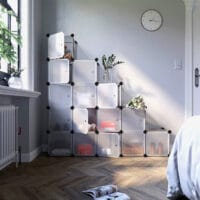 Würfelregal Kleiderschrank Stoffregal 15 Würfel Weiss