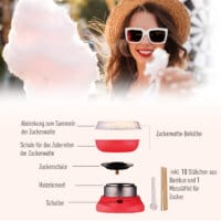 Eine rote Zuckerwattemaschine, ideal für Partys und Veranstaltungen.
